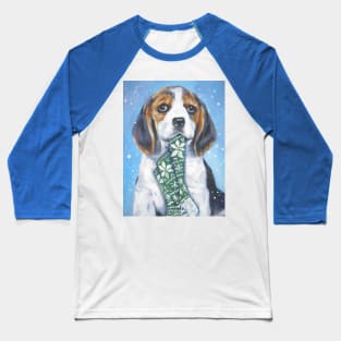 Beagle Christmas Fine Art Painting Baseball T-Shirt